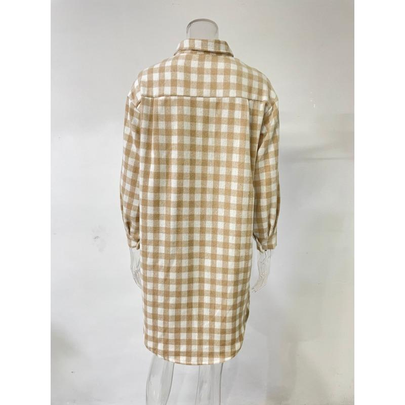 Frühling Herbst Damen Tops Plus Size Plaid Shirt Unregelmäßige Jacke