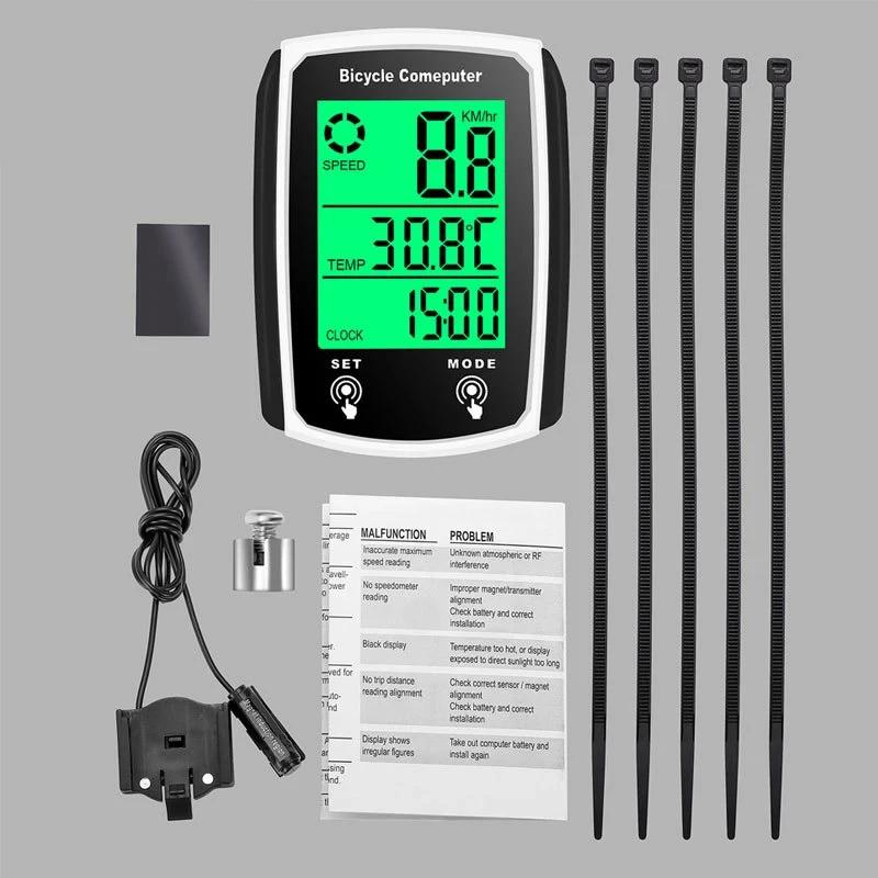 

Bicycle Computer LCD Digital Wired Cycling Computer Speedometer Bike Speed Odometer With Backlight bike Accessories білий