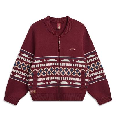 Sports Lifestyle Series Chinese Culture Color Block Zipper Soft Breathable Versatile Casual Long Sleeve Sweater Women Sweater AMBW044-6
