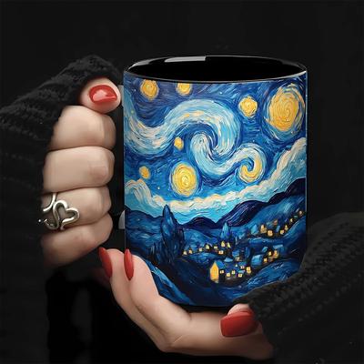 Van Gogh Starry Night Design 11oz Ceramic Cup - Vivid Art Coffee Teacup, Durable Gifts for Easter, Valentine's Day Coffee Mug