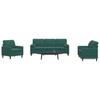 3 Piece Sofa Set with Cushions and Neck Rolls Dark Green Velvet