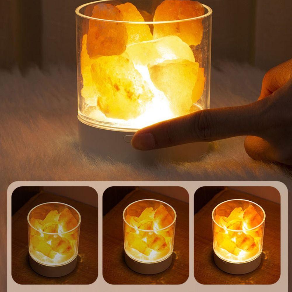 7 Color Lights Crystal Salt Lamp USB Powered LED Table Light Night Light  Home Decor