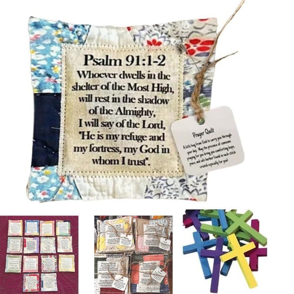 Individually Colorful Quilts Prayer Quilt with Cross Inside Prayer Gifts Handmade Sew Quilt Individually Colorful Pocket