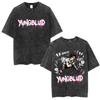 Gewaschenes Vintage Singer Yungblud IDOLS Welttournee T-Shirt Herren Mode Hip Hop T-Shirts Herren Rock Retro Übergroße T-Shirts