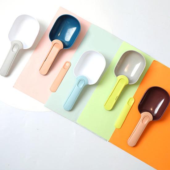 Dog Food Shovel Ergonomic Design Large Capacity ABS Sealing Bag Clip Pet Food