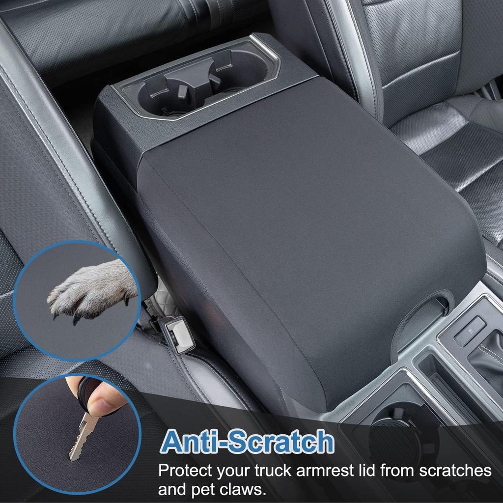 PIMCAR Center Console Cover For Ford 2015- F150, 2017- F250 F350 F450, 2018-2024 Expedition Interior Accessories Soft Cozy Neoprene Armrest Cover