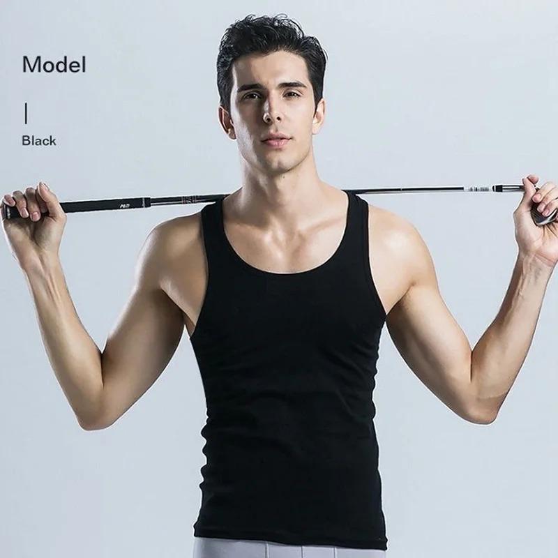 Cotton Vest for Men Youth Fitted Sports Fitness Casual Sleeveless Top Four Seasons Cool and Comfortable