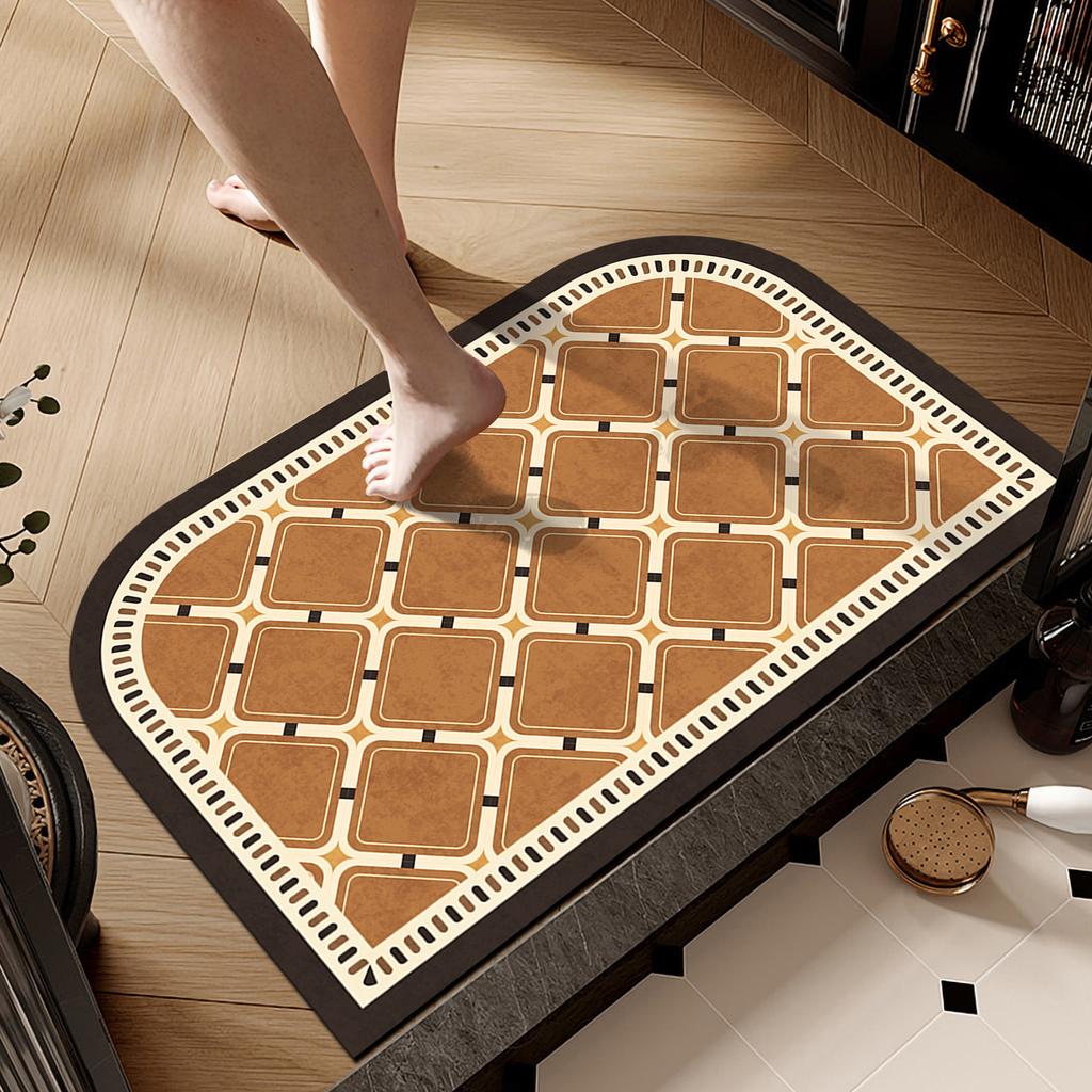 Retro wind diatom mud floor mat household bathroom door bathroom floor mat water absorption quick drying dirt resistant non-slip mat