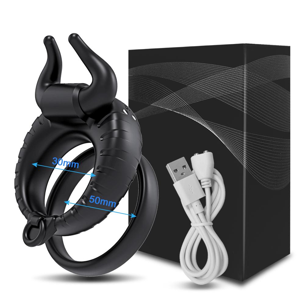 Вибрирующее кольцо на член для мужчин, мягкие силиконовые двойные кольца, игры для пар, секс-игрушка для взрослых, задержка эякуляции, мужское кольцо на пенис