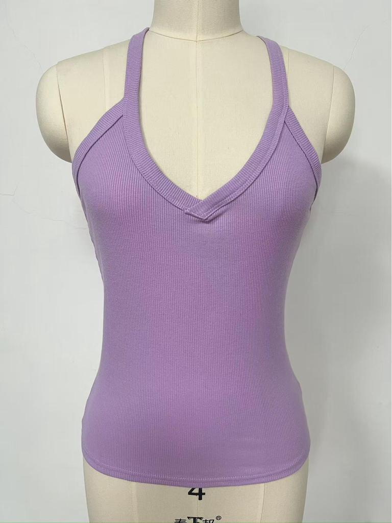 Europäisches & Amerikanisches Geripptes Bodycon Tanktop - Sommer Einfarbig, Elastisch & Sexy Design