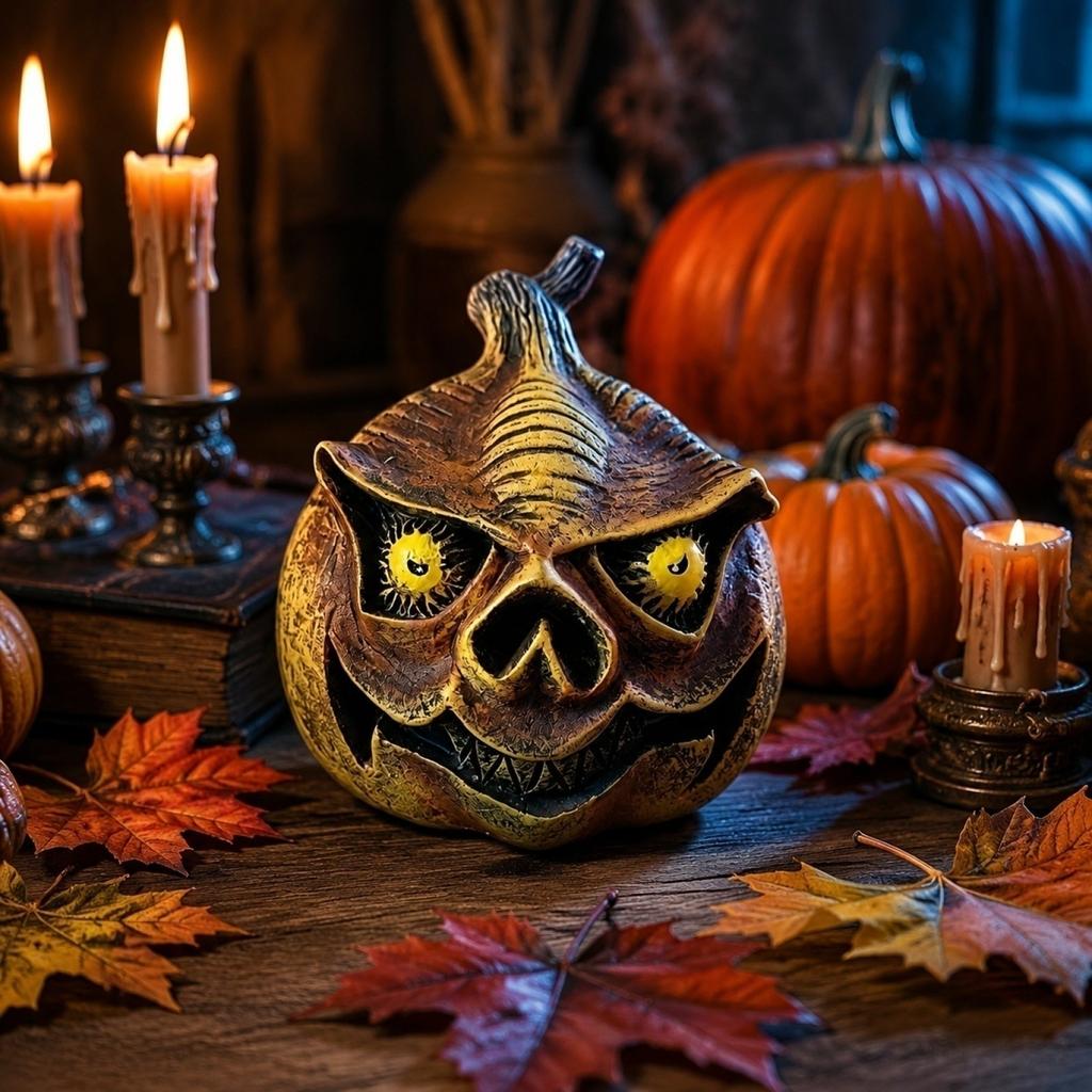 Creative Halloween Pumpkin Monster Decoration for Yard Indoor Outdoor Use Unique Scary Pumpkin Ornament for Seasonal Festive Display