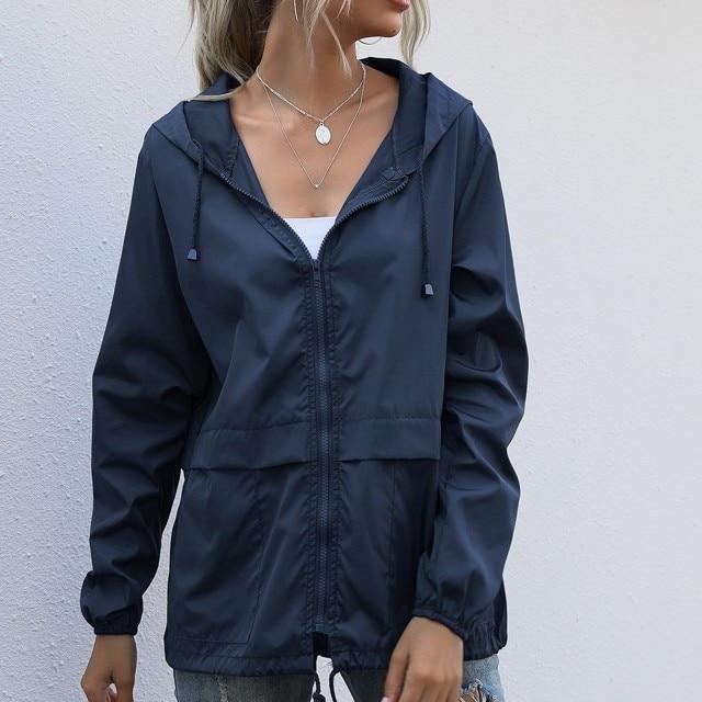 Giacca da Donna Autunno Primavera Abbigliamento da Esterno Tattica Impermeabile Giacca a Vento da Donna con Cappuccio Stile Hip-hop Giubbotti da Pilota Antivento