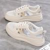 2025 Summer Little White Shoes New Korean Version Ins Female Students Height Increase Hollow Mesh Breathable Casual Street Shot Color Matching