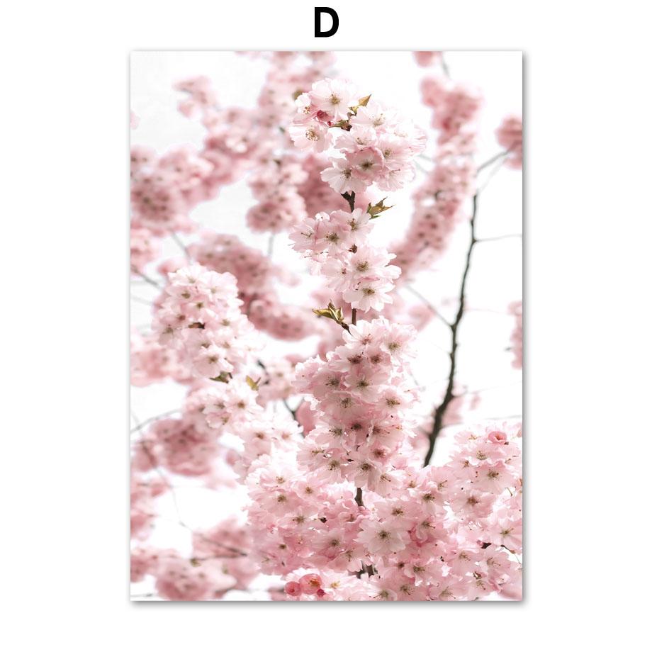 Rosa Körsbärsblommor Tåg Eiffeltornet Paris Cykel Nordiska Affischer och Tryck Duk Målning Väggkonst Bilder Vardagsrum Heminredning