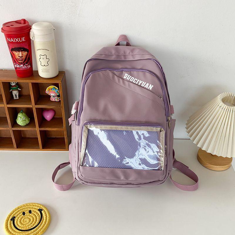 

Japanese students, junior high school schoolbag, transparent, pain bag, baby bag, backpack, girl backpack, computer compartment bag factory фиолетовый