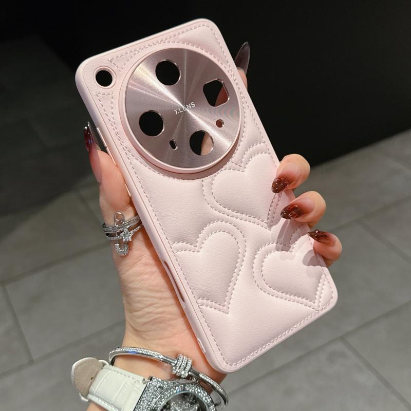 Kawaii Love Heart Simple Leather Skin Case For Oppo Find X8 Pro Ultra X8s Plus Full Camera Lens Protection Back Cover Shell