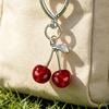 Keychain Pendant, Cherry Pendant Key Holder with Hearts Buckle, Alloy Polished Surface Backpack Charm Pendant for Women Accessories