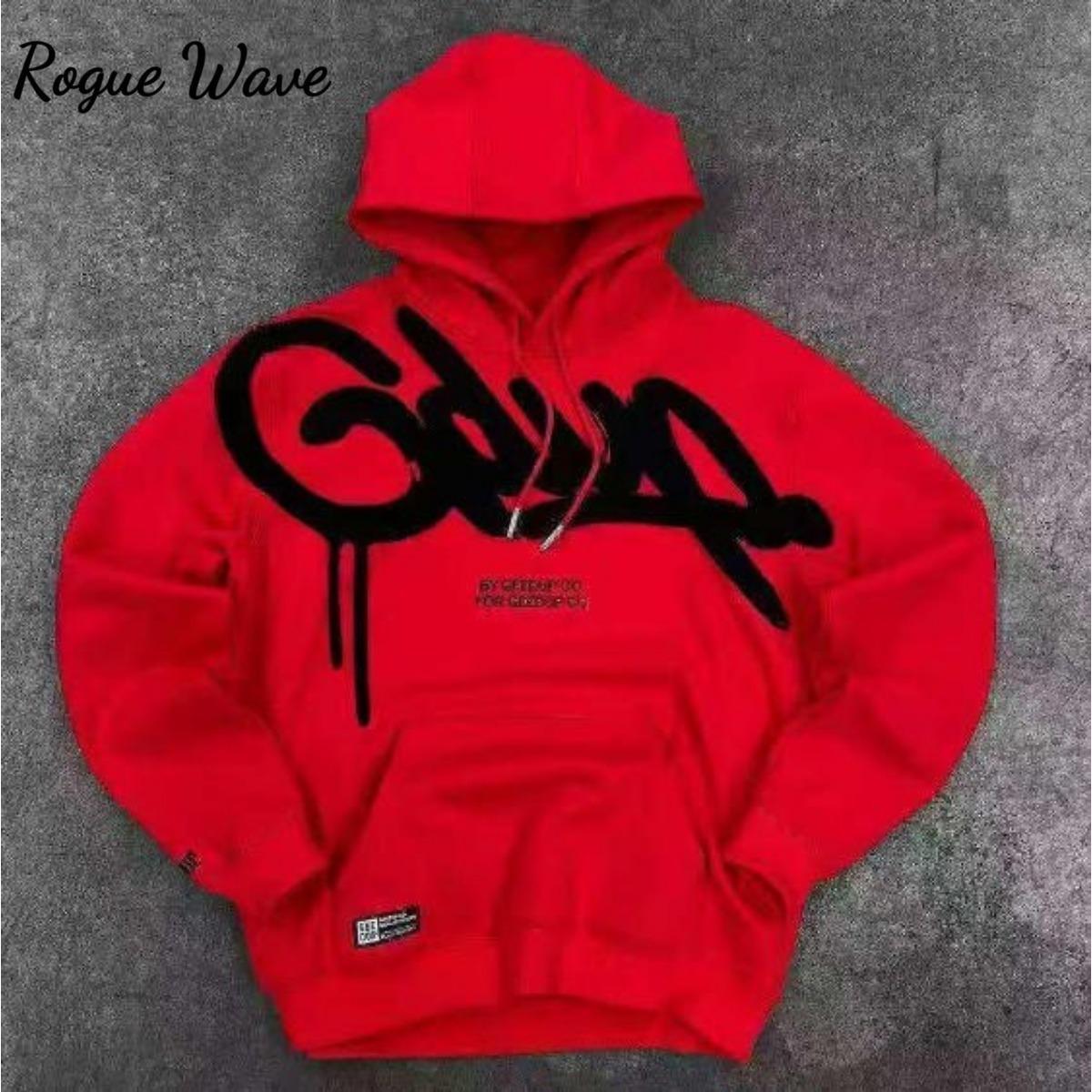 RogueWave American Street Hip-hop Colorful Letter Stripes Fashion Oversized Hoodie Harajuku Retro Punk Casual Sweatshirt cm