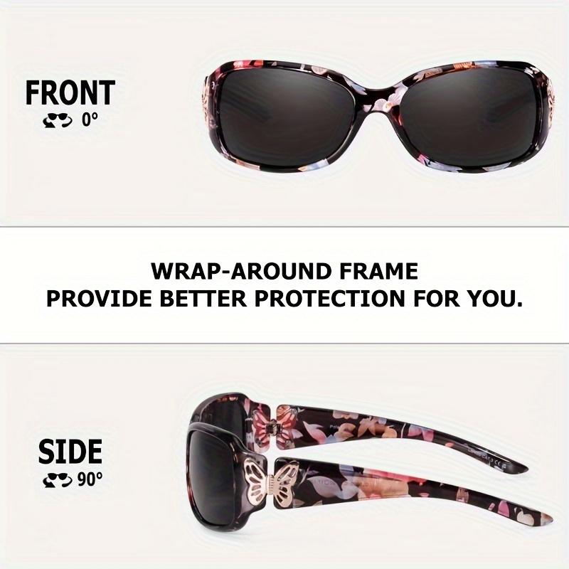Fashion Glasses for Women Polarized Protection Wrap Around Glasses Trendy Butterfly Decor Fashion Accessories