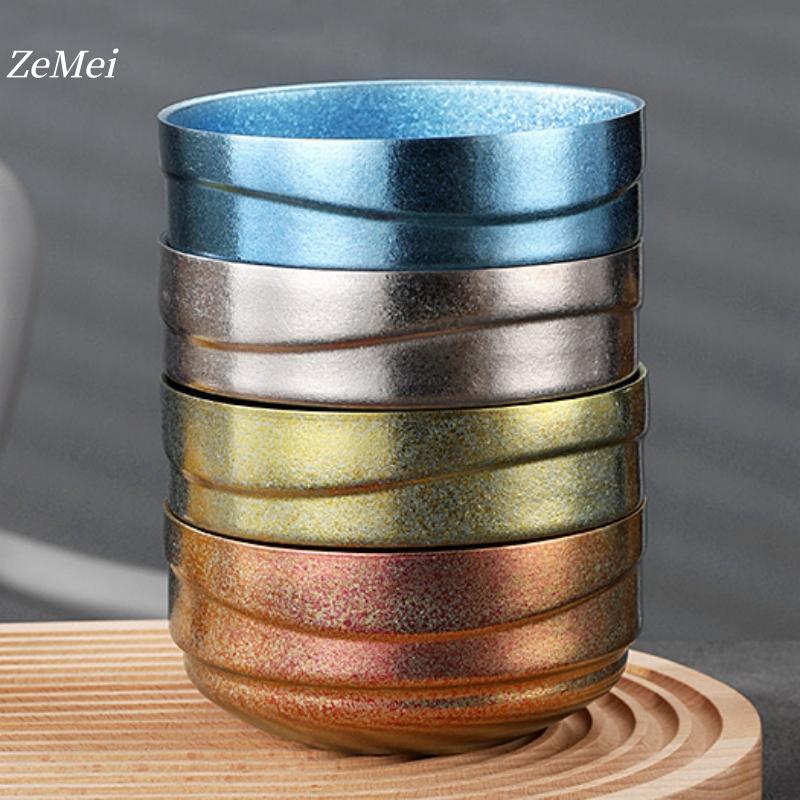1Pcs Pure Titanium Double-Layer Salad Bowl,Outdoor Heat-Resistant Home Rice Bowl Food Tableware,13 cmInsulated Plate Kitchenware