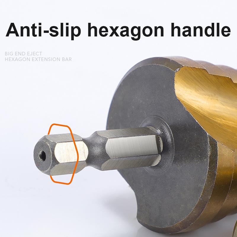 NEW 1/4" Hex Shank Drive Quick Change High Speed Steel Cone  Stepped Multi-Size Gold Drill