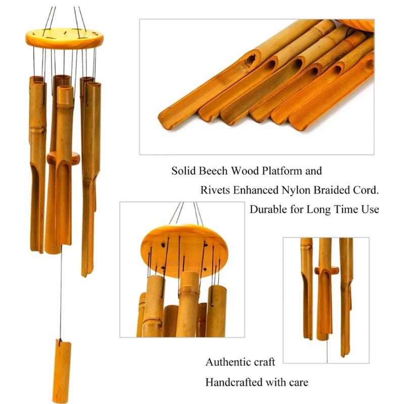 Bambus-Windspiel Röhren-Windspiel 30" Klassisches Zen-Holz-Windspiel Haus-Garten-Dekor