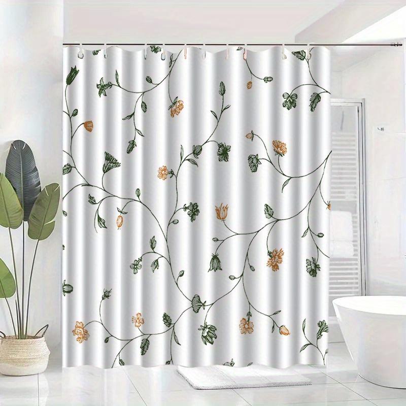 A Floral Design Shower Curtain with Hooks, Ideal for Decorating Bathrooms, Including Windows And Walls, Suitable for Use in Any