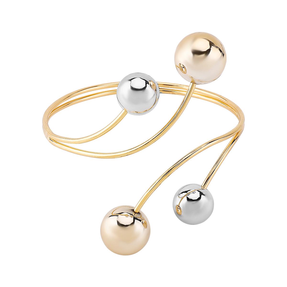 

Европейско-американский ретро уличный стиль открытый браслет: Круглый бусина, Металлический браслет с цветовым блоком