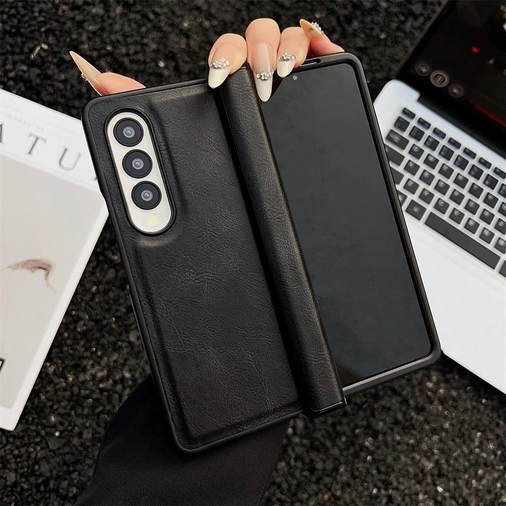 For Samsung Galaxy Z Fold 7 6 5 4 3 5G Case Folding Hinge Business PU Leather Shockproof Cover  For Galaxy ZFold6 ZFold7 Fold5