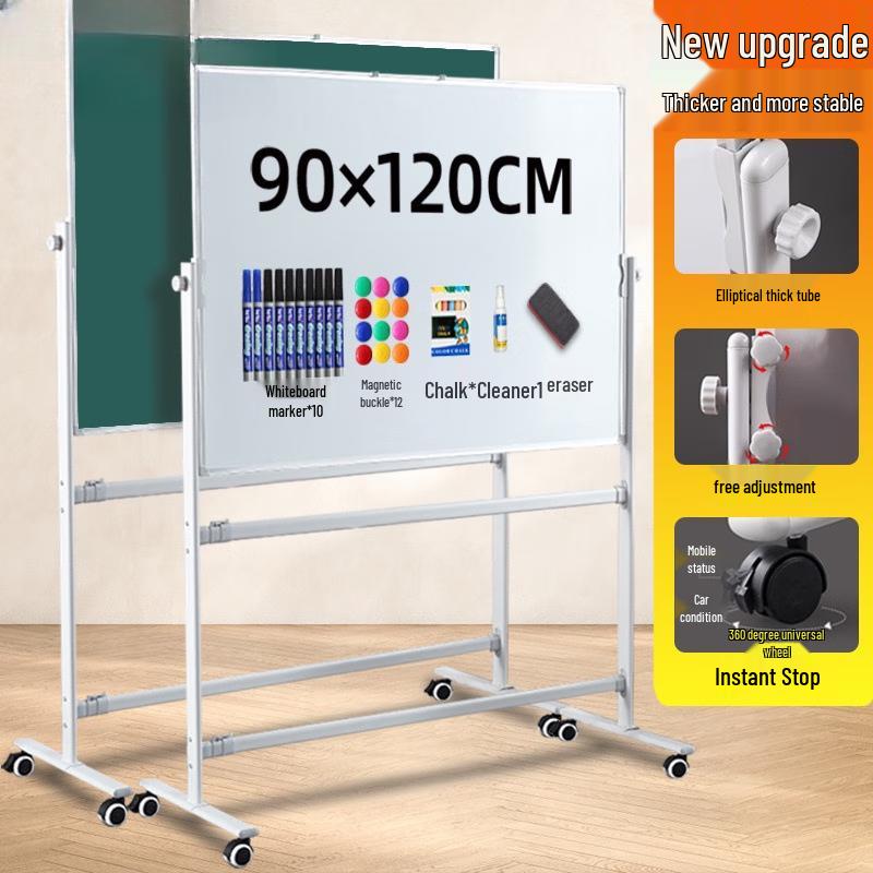 Double-Sided Whiteboard & Blackboard with Stand