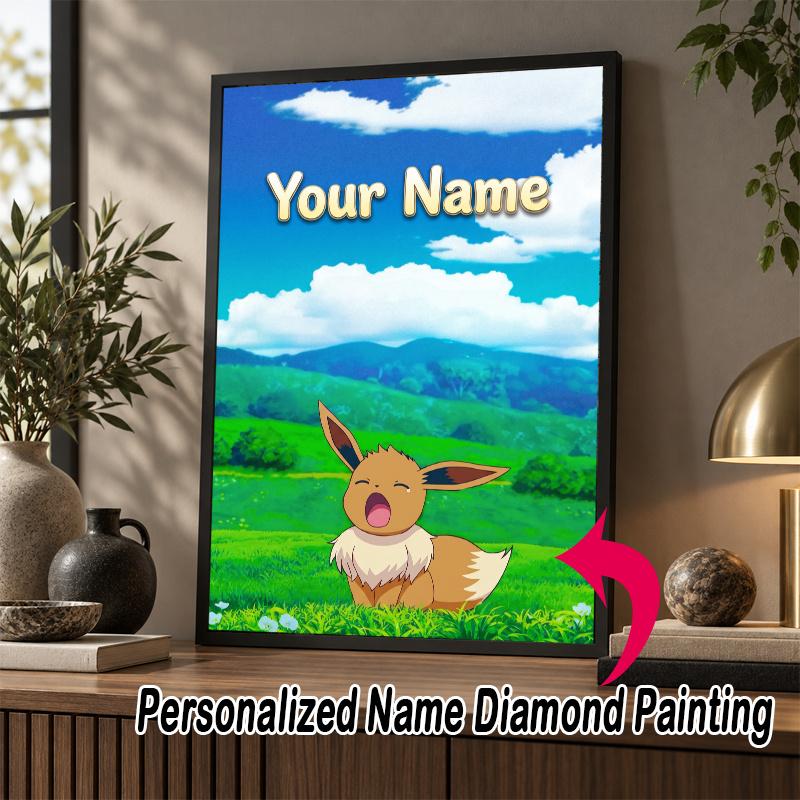 Personalized Eevee Diamond Art Custom Name 5D Diamond Painting Full Drill DIY Craft