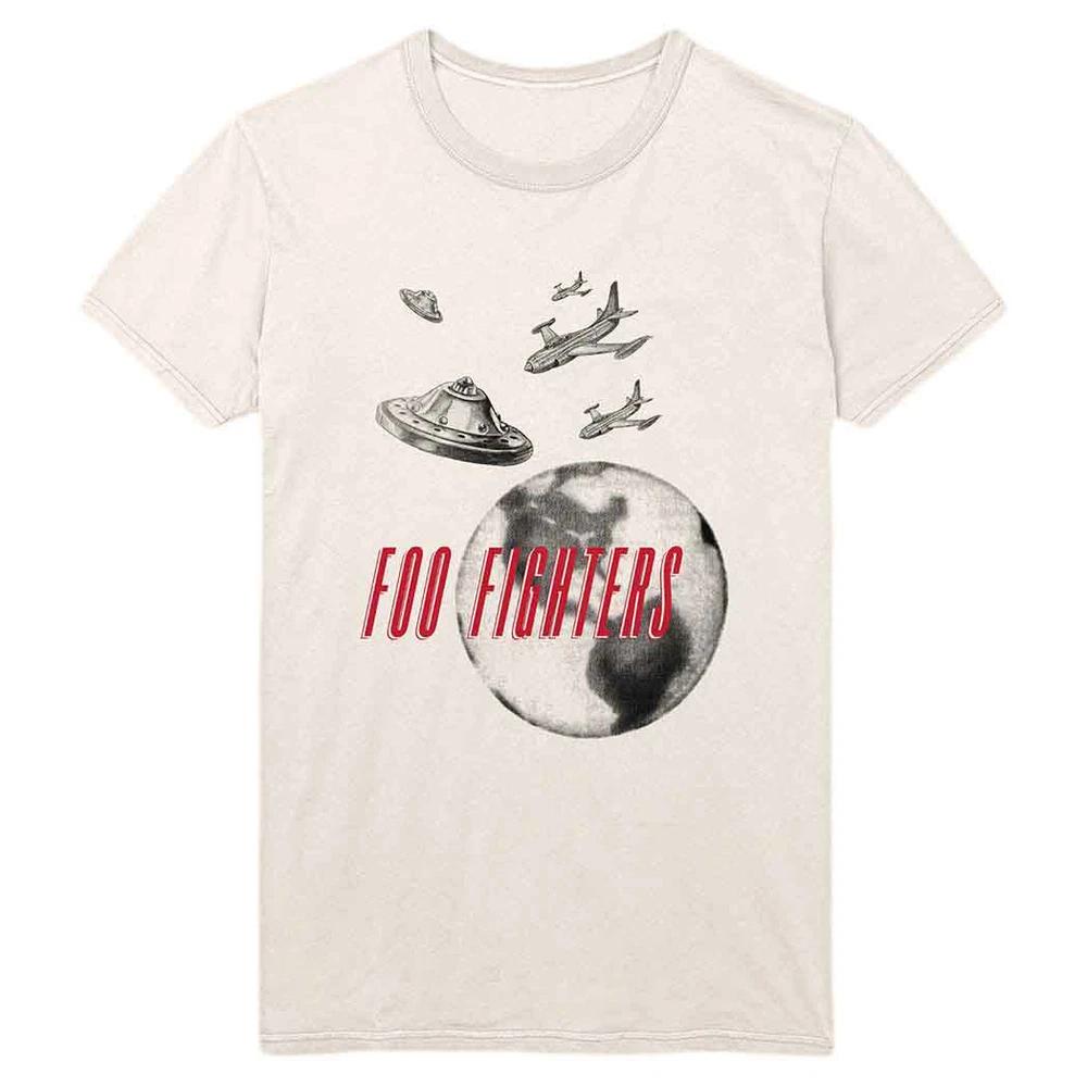 Foo Fighters TShirt UFO Planes Rock Official New Beige S
