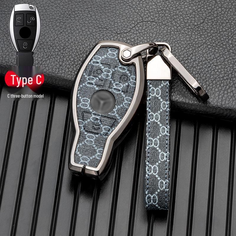 Compatible with Mercedes-Benz GLA, GLC, V-Class, A-Class, and C-Class 2018-2019 Models, This Two/three-button Full-cover Metal Key Case.