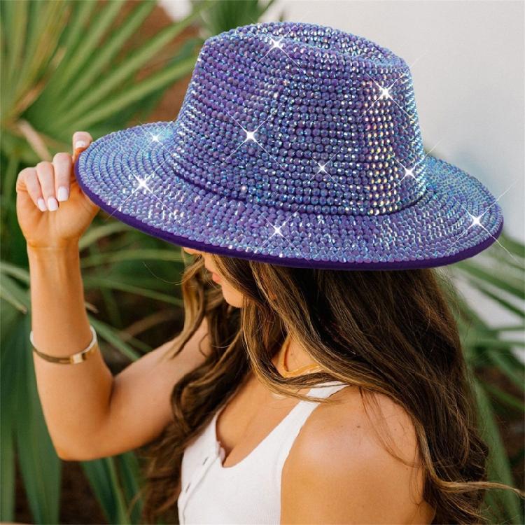 Sparkle Womens Cowboy Hat Western Cowgirl Hats Rhinestones Party Prop Disco Hats