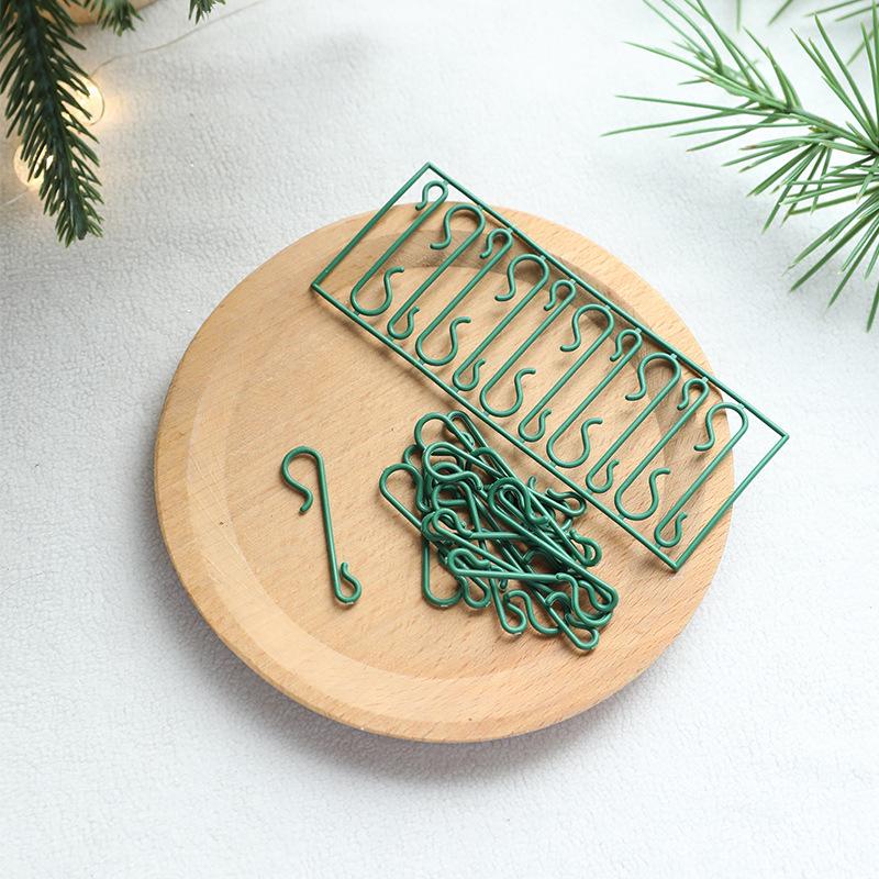 WTEMPO 10PCS Christmas Ball Decorative Hooks Christmas Tree Green Transparent Plastic Accessories Small S-shaped Hook Tool Pendant