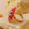 Fashionable Retro Drip Oil Daisy Flower Ring, New Style, Trendy, Diamond Set, Adjustable Opening Ring