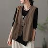Cotton Vest for Women Linen Sleeveless Vintage Denim Vest Oversize Prints Versatile Casual Buttons Vest
