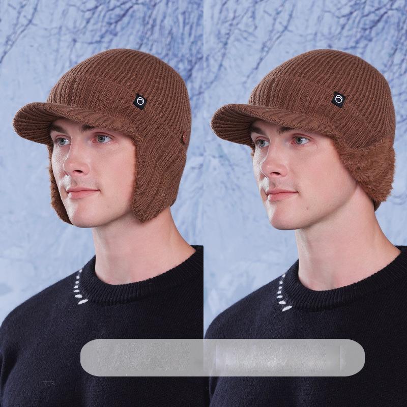 Winter Ohrenschutzkappe Herren Kältefest Warm Gestrickte Baseballkappe Outdoor Reiten Fleece Mütze