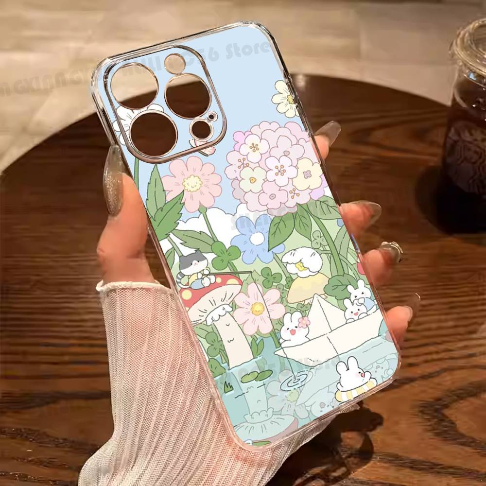 

Small Scene Illustrations Phone Case For iphone 11 12 13 14 15 16 17 Pro Max PIus Transparent Silicone iPhone12