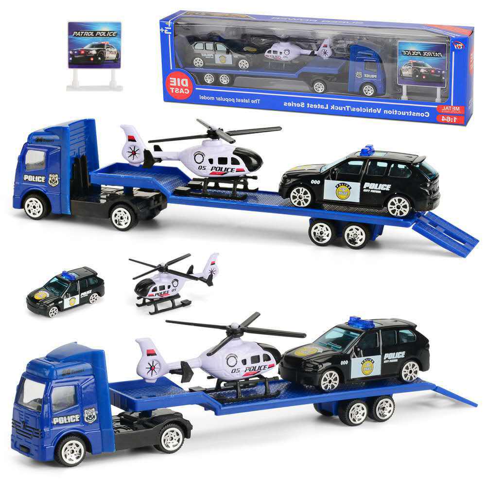 Children's Mini Alloy Inertial Car Set with Sliding Trailer Models