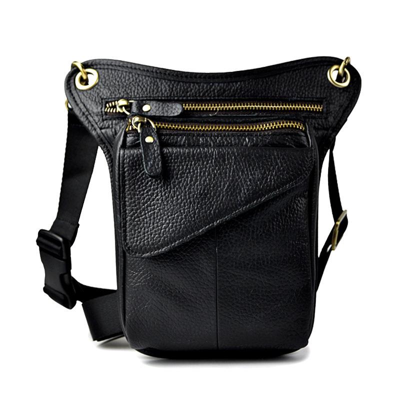 Real Leather Men s Waist Bag Multifunctional Outdoor Tactical Leggings Bag in Stock, Mobile Phone Head Cover Layer Leather Trendy Men s Bag