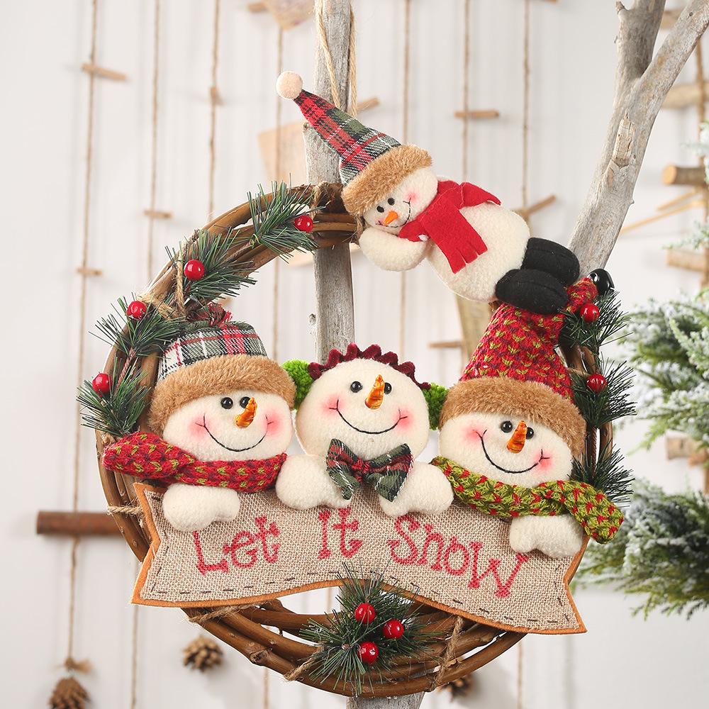 Decorazioni Natalizie Haobei: Ornamenti per Ghirlanda in Rattan: Babbo Natale, Pupazzo di Neve e Renna.