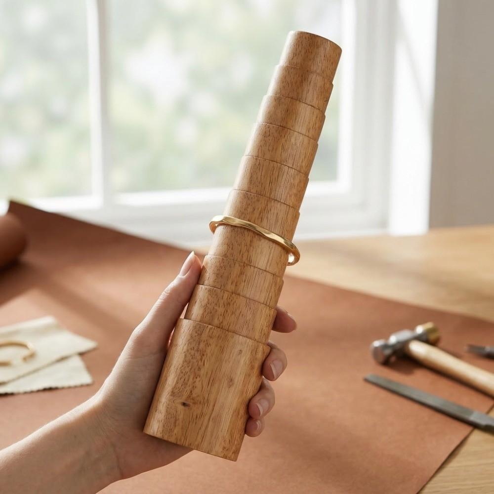 Round Shape Bracelet Mandrel Solid Wood Ring Stick Stable Resizing Tool  Silver Correction