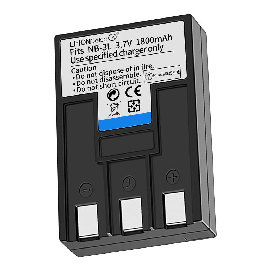 Celeb Compatible with Canon IXY Digital and 500 Cameras Li-ion NB-1L, NB-1LH, NB-3L, 3.7V, 1800mAh, NB-1LH, 200, 300, 300a, 320, 400, 450,