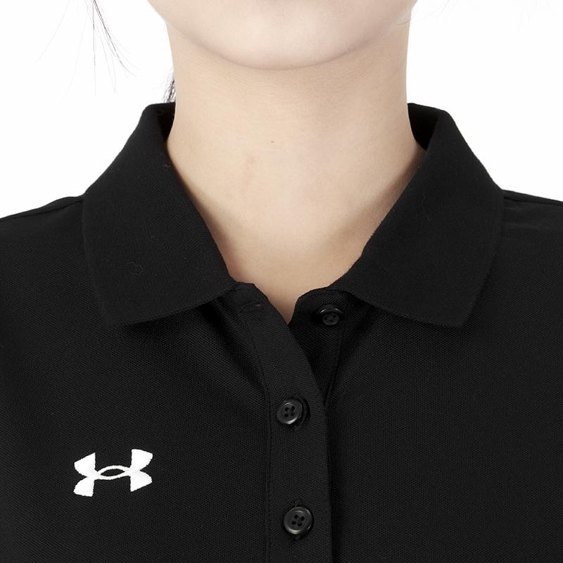 Under Armour Codzienna Sportowa Oddychająca Jednokolorowa Koszulka Polo z Krótkim Rękawem Damskie Topy Czarna 21500543-001