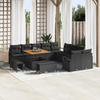 VidaXL 13-Piece Garden Sofa Set with Cushions In Black Poly Rattan and Acacia 3364524