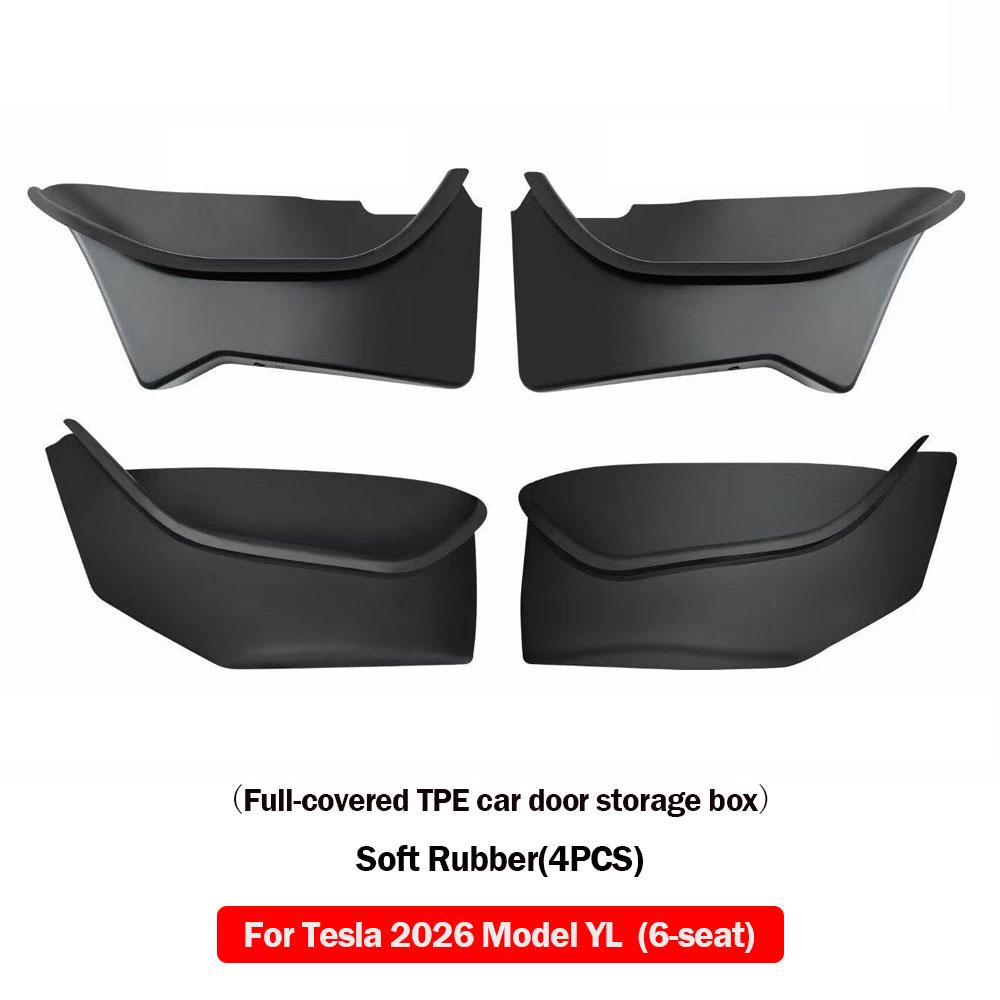 TPE Anti-Slip Waterproof Door Side Storage Box & Pocket Liners Organizer Tray for Tesla Model YL Specific 4PCS Full-Cover