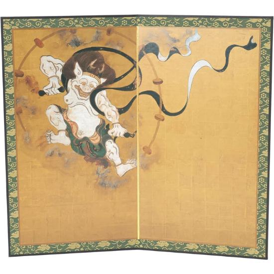 Wind and Thunder Gods" Folding Screen (Miniature Folding Screen / Small-Size Replica Screen)