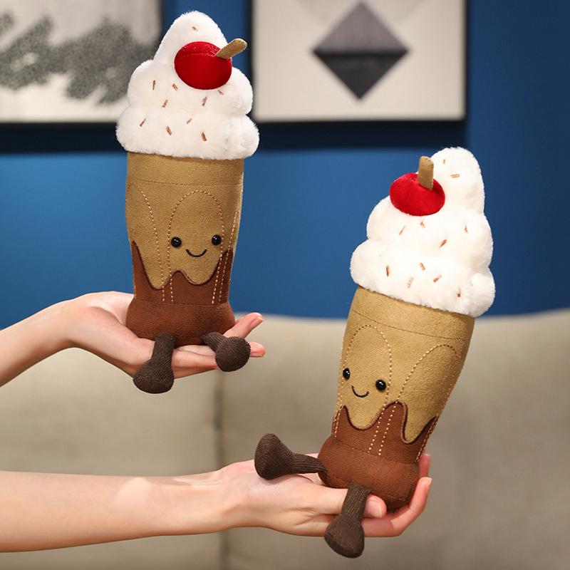 Simulated Cute Milk Tea Cup Pillow Doll Chocolate Milkshake Doll Afternoon Tea Plush Toy Decoration Ornaments