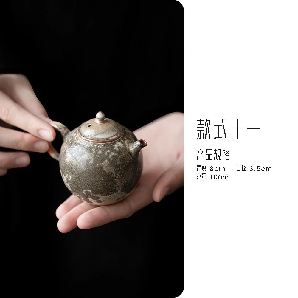 Japanese Ink Wood-fired Porcelain Teapot Retro Stoneware Scholar's Pot Chinese Tea Brewing Kettle Tea Ceremony Accessories Craft